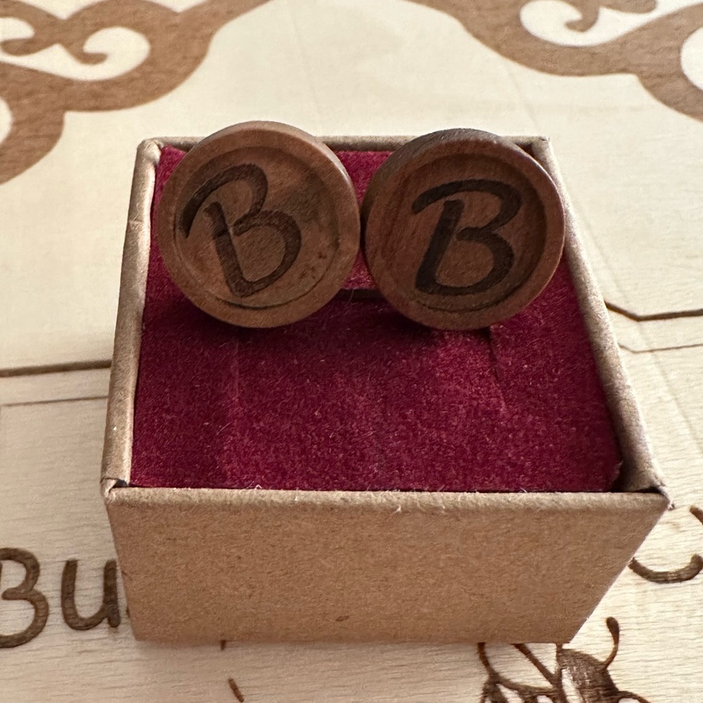 Wooden Initial “B” Earrings